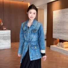 批发巨好看轻奢高级感时尚牛仔外套女秋<b class='q'>冬</b>新款中长款系带重工洋气上衣