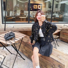 批发韩版气质时尚斑点黑灰色<b class='q'>牛仔</b>外套女2025春秋新款流行小个子上衣潮