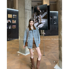 批发GV大白哥 中古调调 撞色拼接复古水洗牛仔短外套<b class='q'>秋</b>季设计感新款女