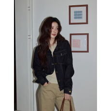 批发吵吵家设计感黑色牛仔外套女2025<b class='q'>秋</b>高级气质宽松休闲长袖外搭上衣