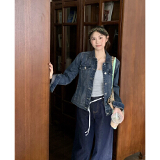 批发橘子树在哪儿复古正肩软牛仔外套春<b class='q'>秋</b>女款设计感百搭短款夹克上衣