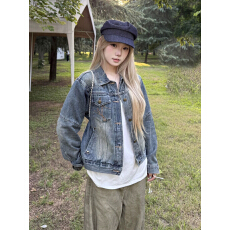 批发早春复古<b class='q'>短款</b>牛仔外套女2026新款春季小个子休闲翻领夹克牛仔衣潮