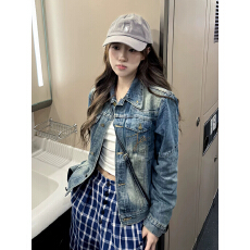 批发美式复古早春牛仔外套上衣女2026新款高级感<b class='q'>短</b>款翻领春天牛仔夹克