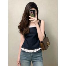 批发高级感独特漂亮巨好看藏青色<b class='q'>衬衫女</b>夏装2026新款法式小资背心上衣