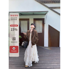 批发EVNSTYLE  “复古回潮 ”<b class='q'>秋</b>季新款咖色休闲麂皮绒夹克上衣外套女