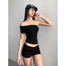 批发25春秋<b class='q'>百搭</b>低腰运动短裤宽松显瘦直筒热裤跳舞舒适包臀休闲裤子