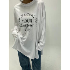 批发<b class='q'>韩国</b>东大门印花<b class='q'>代购</b>26ss 英文字母圆领慵懒风开叉长袖<b class='q'>T</b><b class='q'>恤</b>早春新款