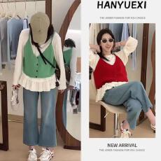 批发大码韩系v领针织<b class='q'>马甲</b>吊带背心女2026春季新款叠穿洋气减龄上衣