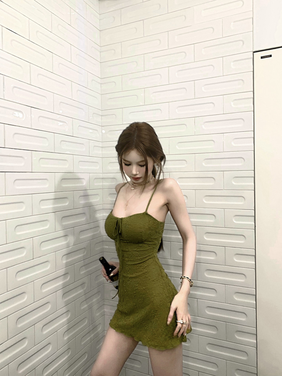 빅 사이즈 레트로 휴가 질감 슬립 여성 드레스 허리 수축 슬림해 보이는 한 마디 미니 스커트
