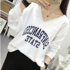 批发<b class='q'>大码</b> <b class='q'>女装</b>V领长袖T恤女春秋九分袖打底衫