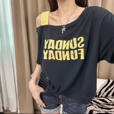 批发40支纯棉美式甜辣刺绣图案<b class='q'>T</b><b class='q'>恤</b>印花短袖女修身百搭显瘦辣妹上衣