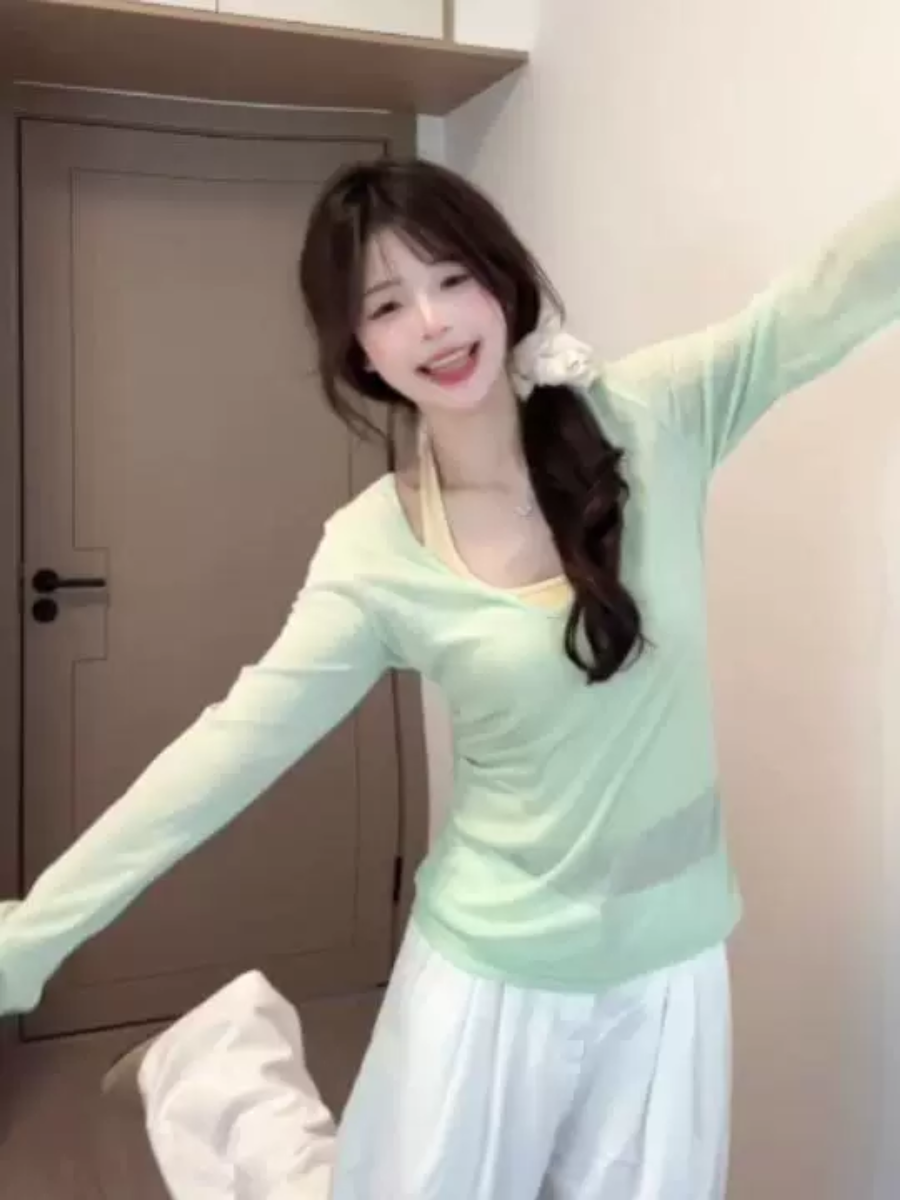 빅 사이즈 루즈핏 자외선 차단 블라우스 캐미솔