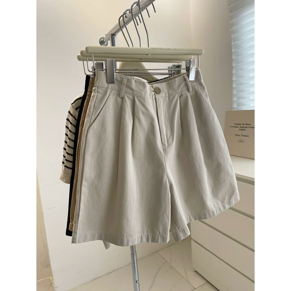 빅 사이즈 워크웨어 캐주얼 반바지 여름 한 마디 넓은 다리 바지 오부 바지 여성