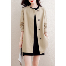 批发实拍卡其色风衣女2025早<b class='q'>秋</b>装新款今年流行通勤小个子中长款外套