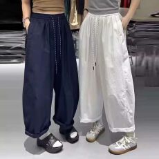 批发欧货休闲宽松阔腿裤女夏高腰显瘦直筒裤小个子九分工装<b class='q'>哈伦</b>老爹裤