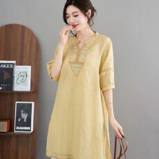 批发文艺复古<b class='q'>棉麻</b>重工刺绣<b class='q'>半身裙</b>女式中国风宽松显瘦绣花A字裙大摆裙