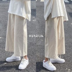 批发棉麻<b class='q'>裤</b>夏季男女宽松直筒九分<b class='q'>裤</b>潮牌潮流百搭ins港风休闲坠感阔腿