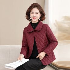 批发中年妈妈2026年秋冬新款轻薄小棉袄短款内穿保暖<b class='q'>中老年</b>薄款棉袄