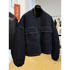 批发韩系独特别致超好看休闲拼接夹棉<b class='q'>牛仔</b>外套女秋冬宽松短款棉衣<b class='q'>夹克</b>