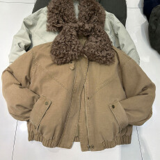 批发小个子短款羽绒棉服派克服女2025新款秋冬独特好看厚毛领<b class='q'>牛仔</b>外套