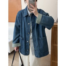 批发春季新款复古休闲<b class='q'>牛仔</b>外套女小个子高级感宽松慵懒风显瘦百搭上衣