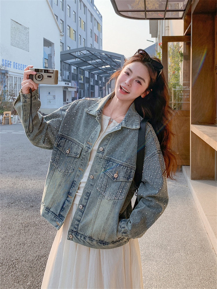 항구 바람 레트로 다이아몬드 세팅 데님 여성 코트 2026 봄 가을 고급 센스 슈퍼 잘 생긴 캐주얼 다용도 재킷 맨위 트렌디