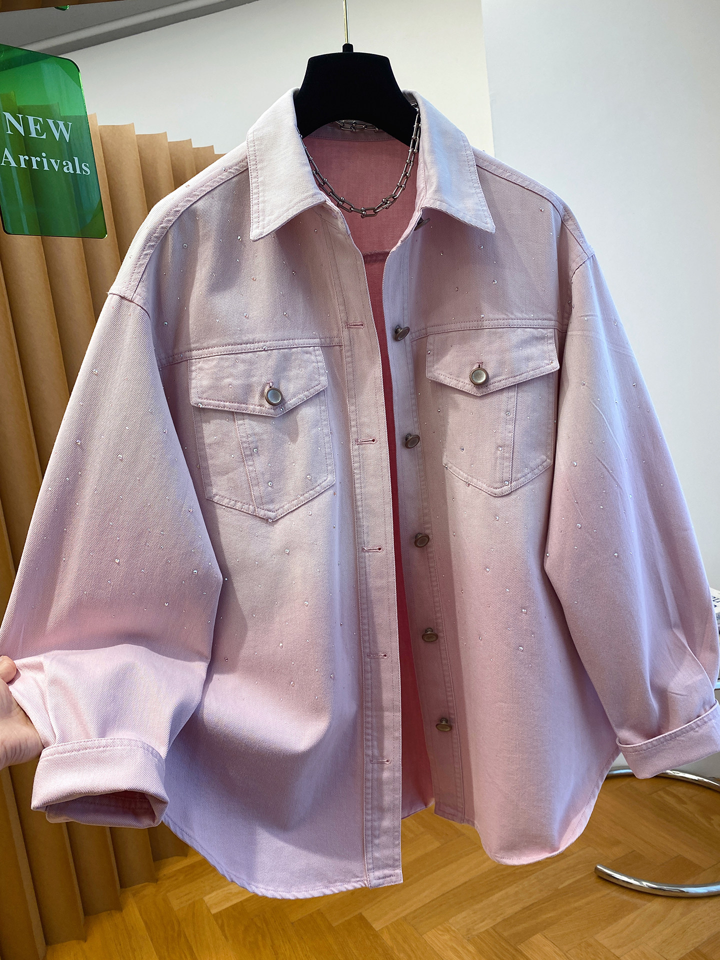 캐주얼 팬 그라데이션 색상 핫픽스 루즈핏 데님 여성 셔츠 2026 봄 가을 새로운 올해 인기 다용도 트렌디 맨위