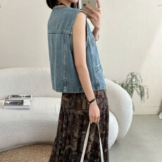 批发2026春季新款韩版宽松显瘦百搭圆领无袖牛仔马甲女休闲百搭上衣