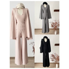 批发媛媛【柔情月桂】纯欲吊带背心内搭<b class='q'>毛衣</b>开衫外套<b class='q'>女</b>直筒休闲裤套装