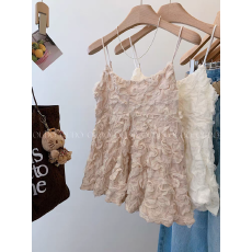 批发粉色重工花朵露背吊带背心女士内搭可外穿辣妹无袖上衣2026新款夏