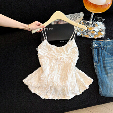 批发实拍~设计感网纱立体花朵<b class='q'>吊带</b><b class='q'>背心</b>女春夏2026辣妹<b class='q'>无袖</b>外穿上衣