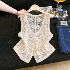 批发<b class='q'>实拍</b>现波西米亚风镂空马甲叠穿背心上衣