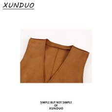 批发民族风复古麂皮绒西装马甲女春秋外搭<b class='q'>短款</b>叠穿无袖皮质小马夹外套