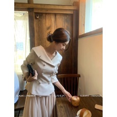 批发2025 秋季新款 高干女主~韩版气质收腰显瘦双排扣西装外套