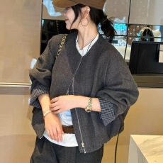 批发复古格子毛呢短款外套女<b class='q'>欧洲站</b>2025新款女装拼接小妈风高贵秋冬款