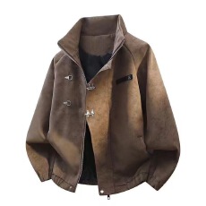 批发新款美式2025<b class='q'>秋</b>冬中式扎染皮衣休闲夹克男女外套宽松百搭复古高街