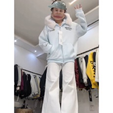 批发<b class='q'>可爱</b>猫耳朵毛领加绒加厚连帽长袖卫衣女秋冬趣味百搭休闲外套上衣