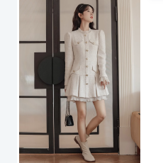 批发法式小香风富家千金高级感连衣裙女秋季新款气质名媛收腰<b class='q'>西装</b>裙子