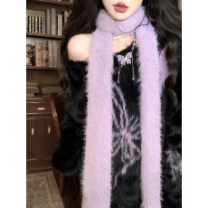 批发氛围感撞色穿搭仿水貂毛针织毛衣氛围感<b class='q'>丝绒</b>蝴蝶流光紫半身裙<b class='q'>套装</b>