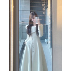 批发法式气质优雅轻奢富家千金高级感毛呢连衣裙修身长裙秋冬新款女装