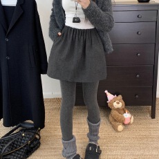 批发灰色毛呢半身裙女秋冬新款松紧腰显瘦a字裙<b class='q'>大码</b>百搭休闲短裙伞裙