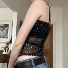 批发SUCHCUTE欧美性感辣妹波点网纱拼接透视吊带<b class='q'>背心</b><b class='q'>夏</b>季<b class='q'>露</b><b class='q'>脐</b>无袖上衣