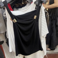 批发金属扣修身性感露背吊带背心女夏季无袖外穿辣妹显瘦短款内搭上衣