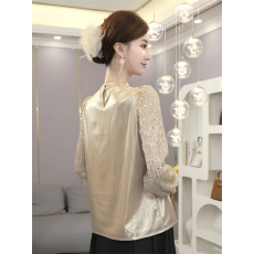 批发2026初秋上衣设计感小众女独特超好看法式气质香槟色显白<b class='q'>长袖</b><b class='q'>衬衣</b>