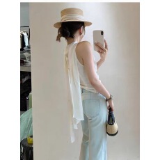 批发十三行2026早春清冷氛围感荡领捏褶拼接<b class='q'>轻纱</b>披肩小衫假两件背心女