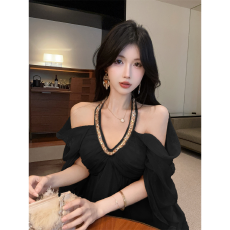 批发法式气质名媛轻熟风性感露肩<b class='q'>长袖</b>衬衫新款甜美超仙防晒上衣女