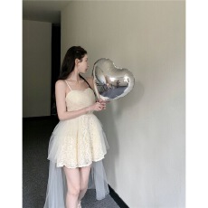 批发夏季时尚气质芭蕾风生日<b class='q'>小礼服</b>网纱蕾丝高腰在逃公主吊带连衣<b class='q'>裙</b>女