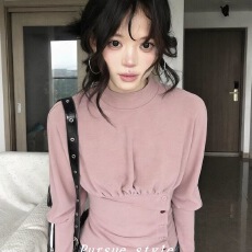 批发【复古温婉】新中式国风内搭打底衫女冬季高领产线给t恤收腰上衣