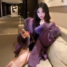 批发富家千金名媛高级优雅气质毛领连帽毛呢<b class='q'>大</b>衣呢子外套春夏新款<b class='q'>女</b>装