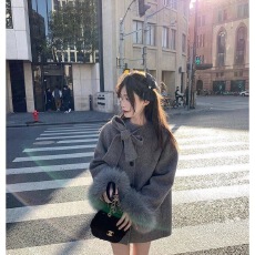 批发多巴胺复古毛呢外套女冬韩系<b class='q'>甜美</b>少女感时髦减龄蝴蝶结呢子上衣